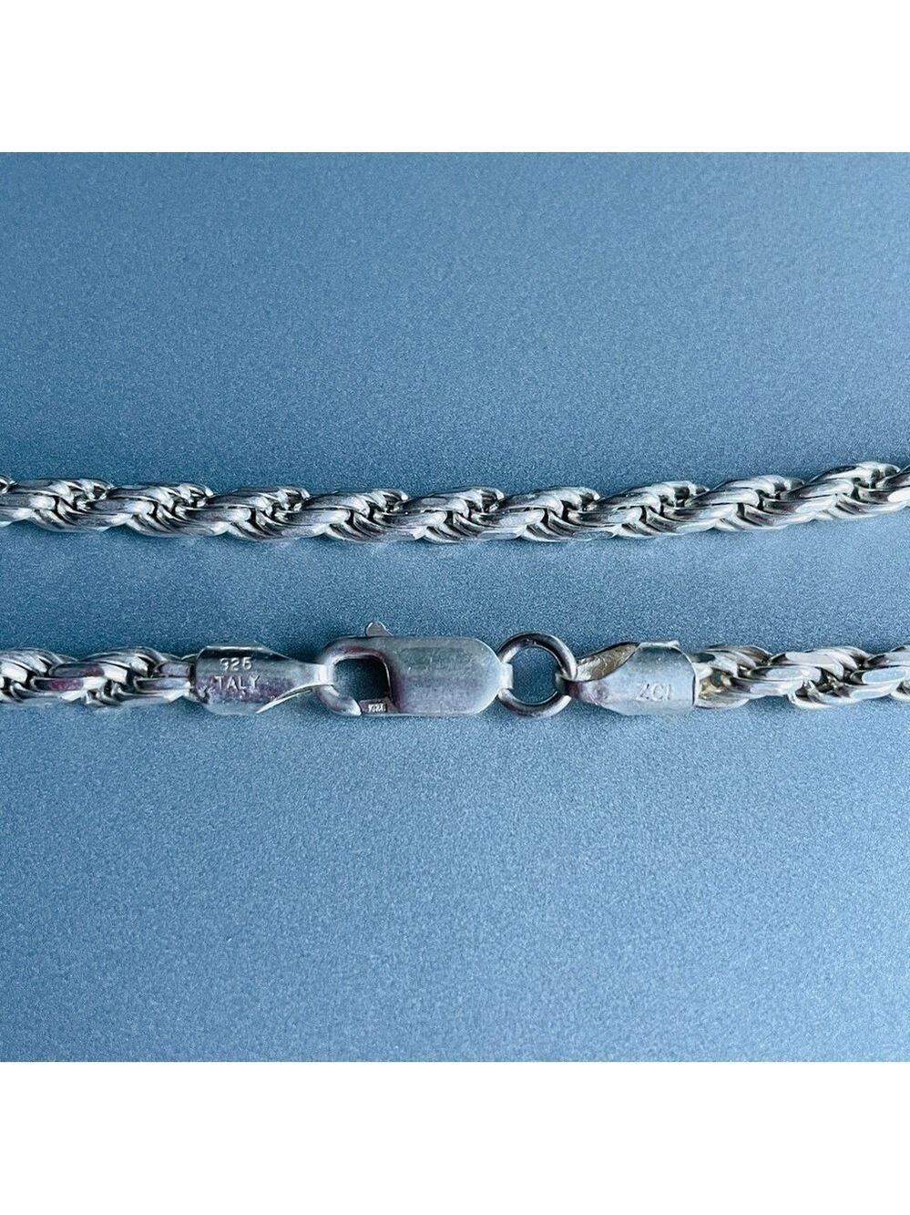 Italian Sterling Silver Wide 4mm Rope Chain 20” Necklace Vintage - Picture 6 of 7